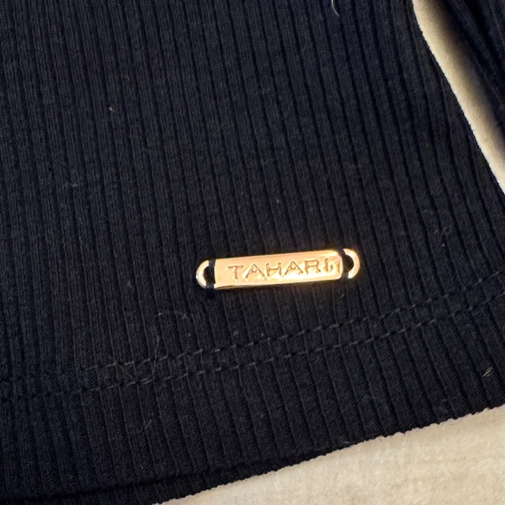 Tahari Black Ribbed Knit Top - Picture 2 of 5